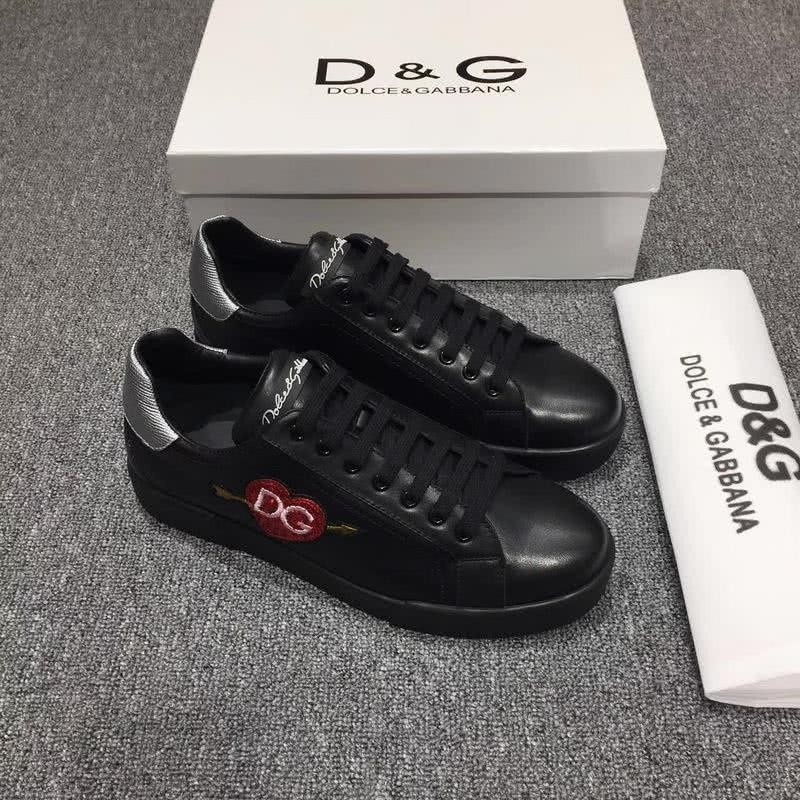 Dolce & Gabbana Sneakers Leather Red Heart Black Silver Men 3