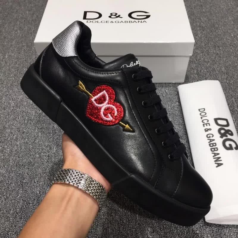Dolce & Gabbana Sneakers Leather Red Heart Black Silver Men 4