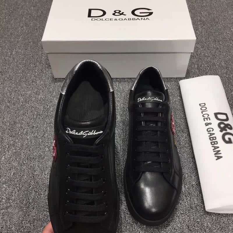 Dolce & Gabbana Sneakers Leather Red Heart Black Silver Men 5