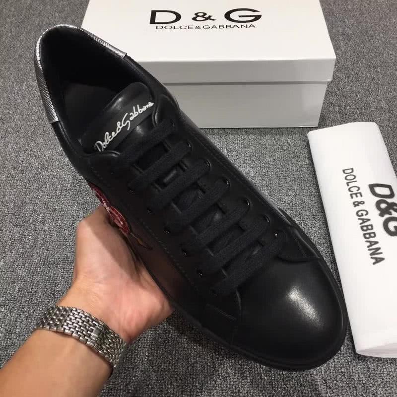 Dolce & Gabbana Sneakers Leather Red Heart Black Silver Men 6