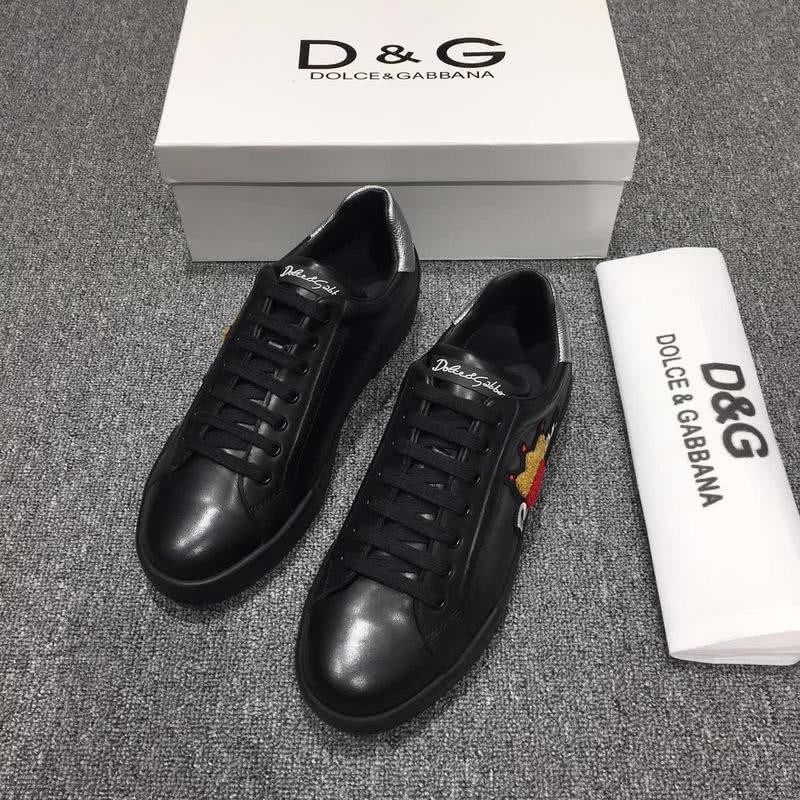Dolce & Gabbana Sneakers Leather Embroidery All Black Men 1