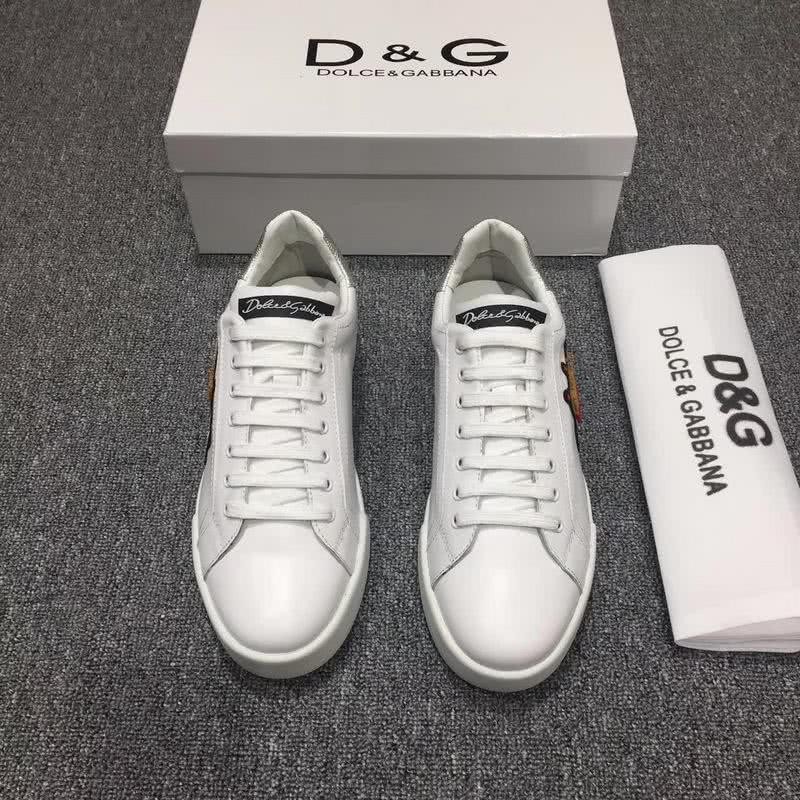 Dolce & Gabbana Sneakers Leather Embroidery White Silver Men 2