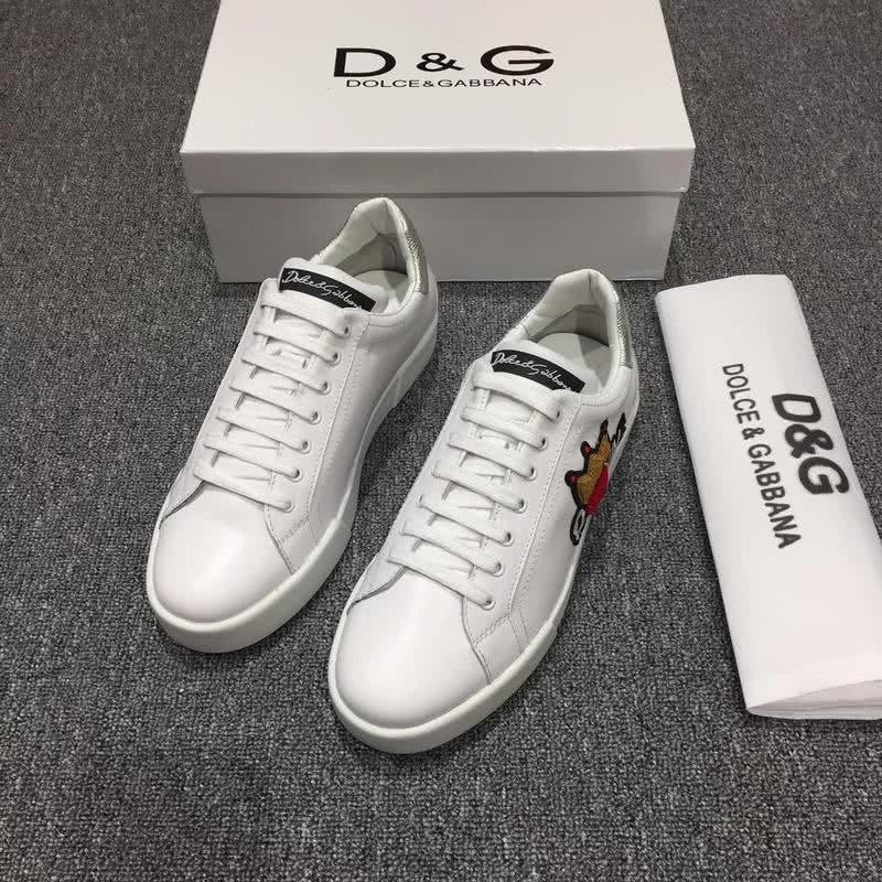 Dolce & Gabbana Sneakers Leather Embroidery White Silver Men 1