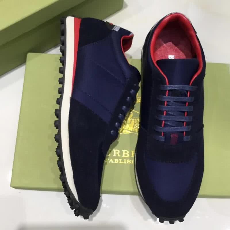 Burberry Fashion Comfortable Shoes Cowhide Black And Blue Men 5