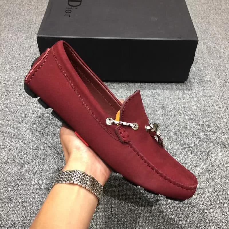 Dior Loafers Real Suede Laces Wine Men 4