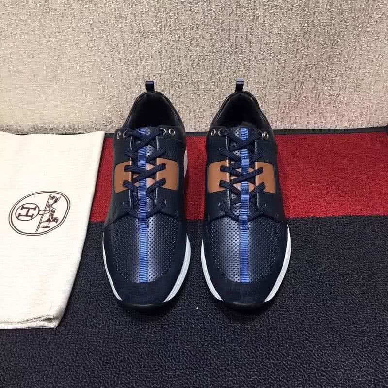 Hermes Fashion Comfortable Sports Shoes Cowhide Blue Men 2