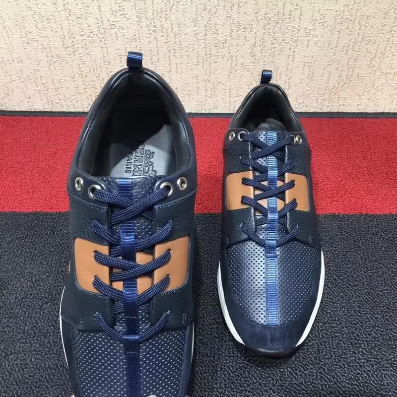 Hermes Fashion Comfortable Sports Shoes Cowhide Blue Men 5