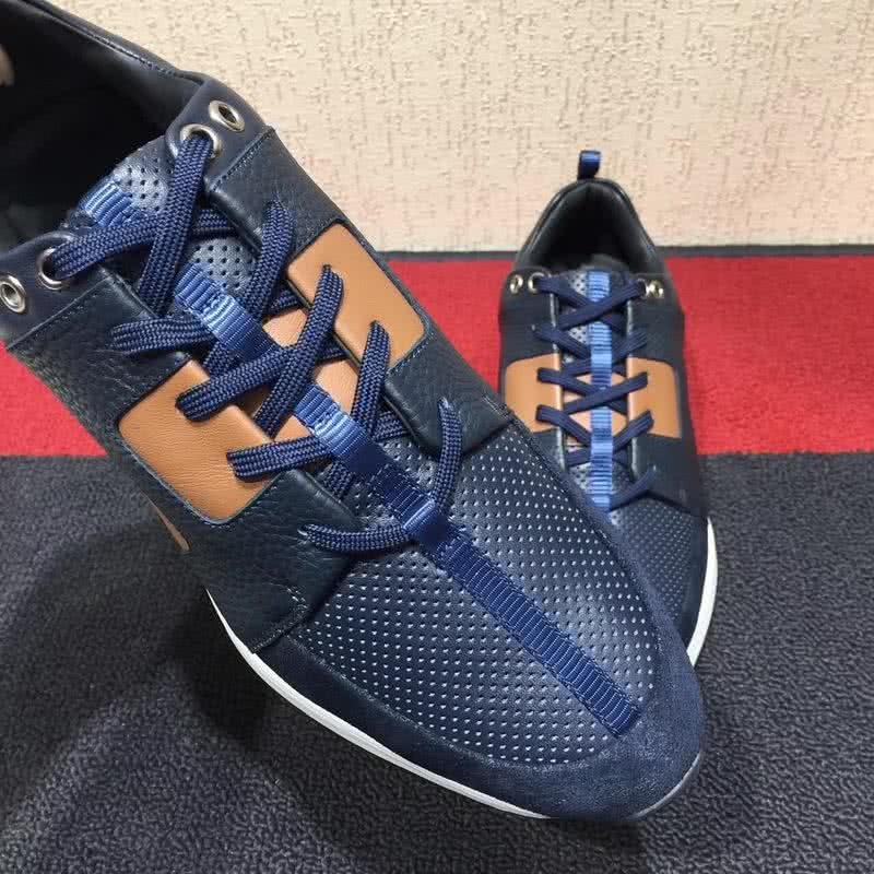 Hermes Fashion Comfortable Sports Shoes Cowhide Blue Men 6