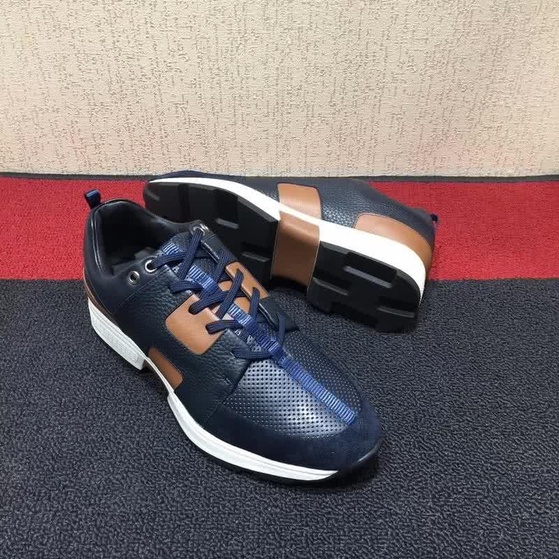 Hermes Fashion Comfortable Sports Shoes Cowhide Blue Men 9