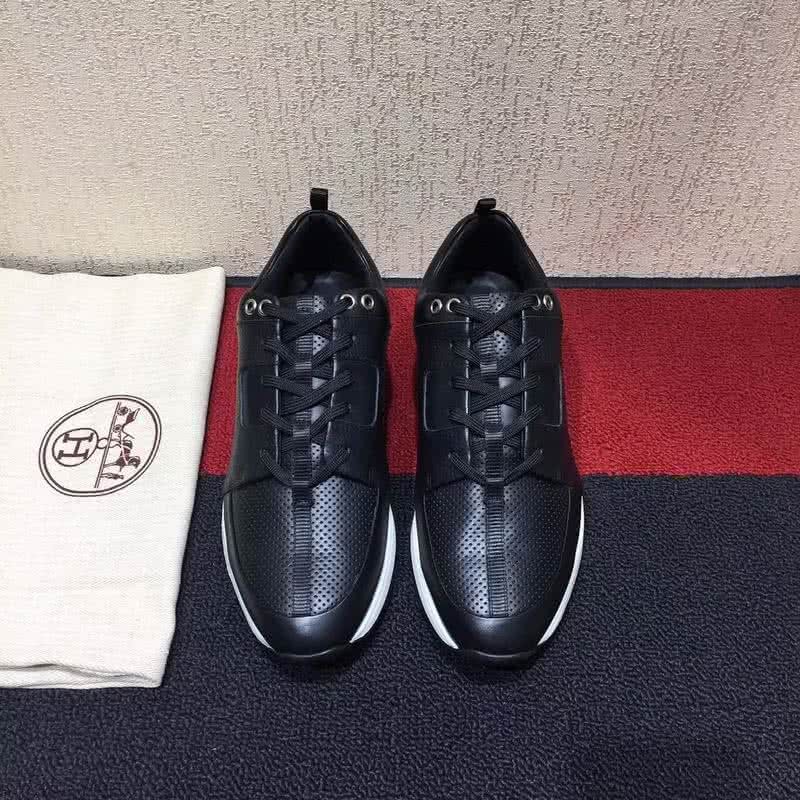 Hermes Fashion Comfortable Sports Shoes Cowhide Black Men 2