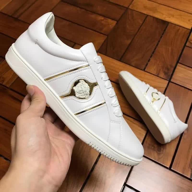 Versace Low-top Casual Shoes Cowhide White And Gold Men 2