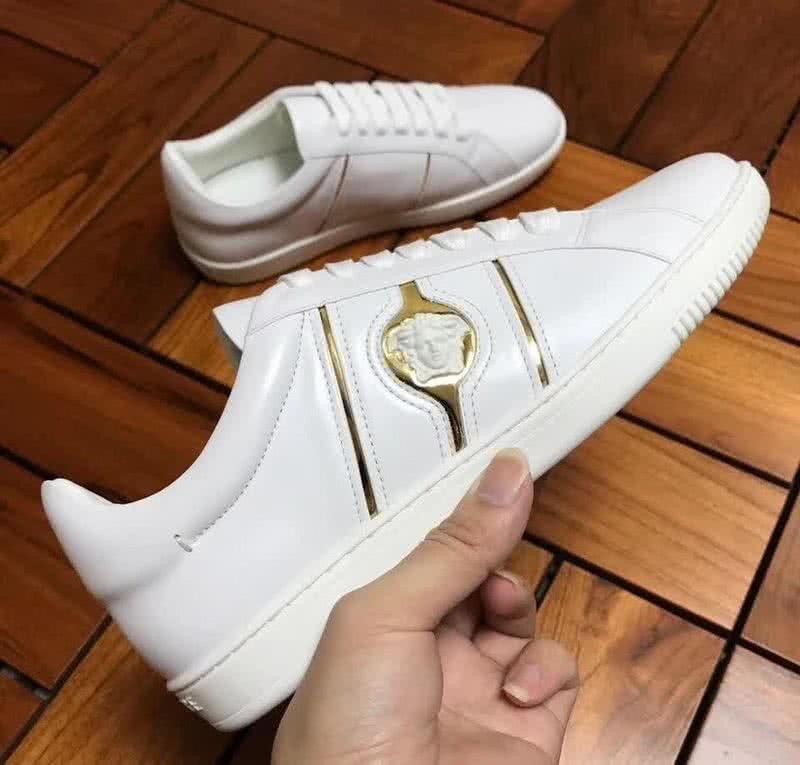 Versace Low-top Casual Shoes Cowhide White And Gold Men 4