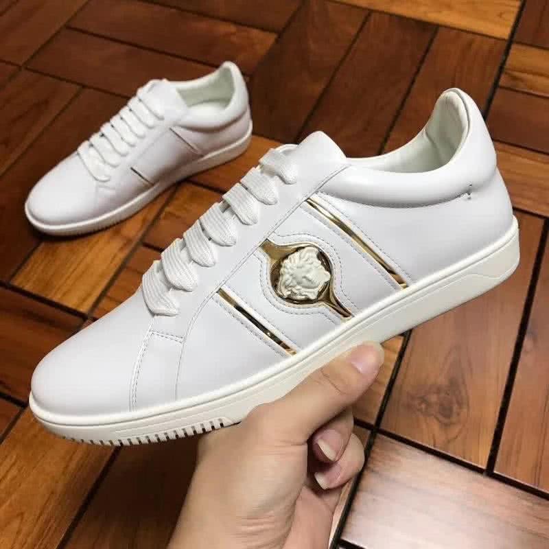 Versace Low-top Casual Shoes Cowhide White And Gold Men 6