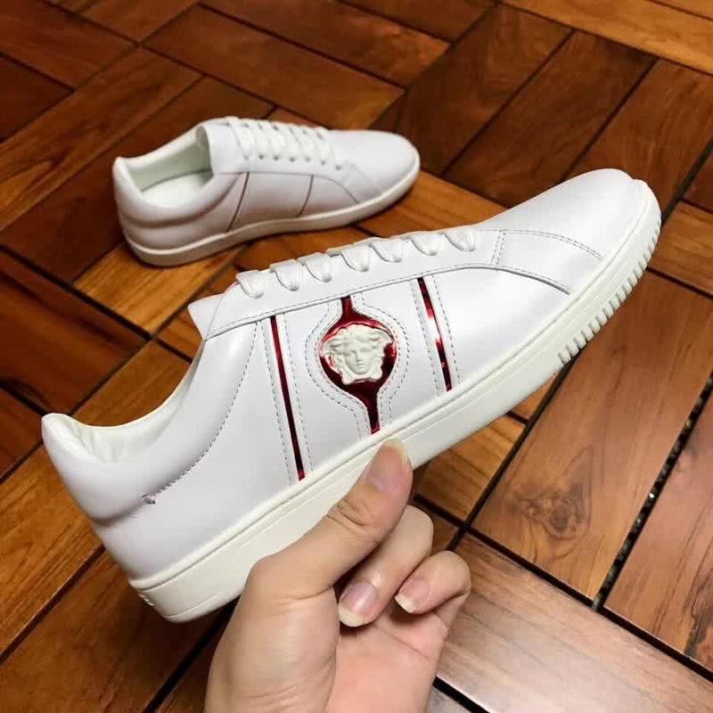 Versace Low-top Casual Shoes Cowhide White And Red Men 5