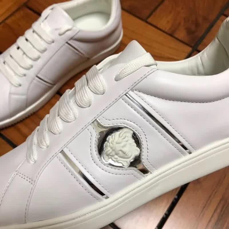 Versace Low-top Casual Shoes Cowhide White And Sliver Men 4