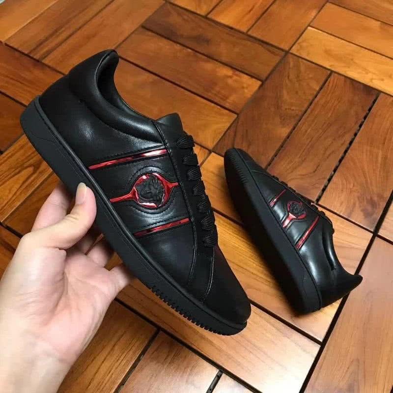 Versace Low-top Casual Shoes Cowhide Black And Red Men 2