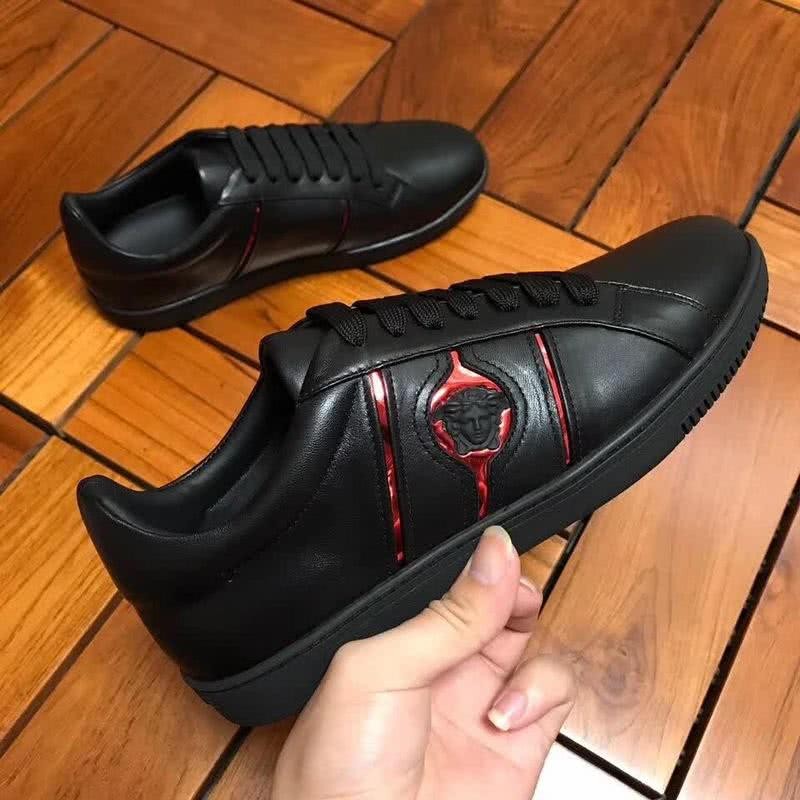 Versace Low-top Casual Shoes Cowhide Black And Red Men 3