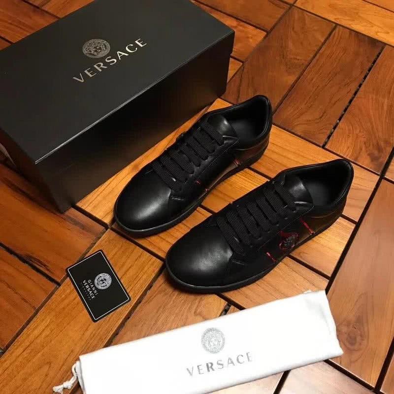 Versace Low-top Casual Shoes Cowhide Black And Red Men 6