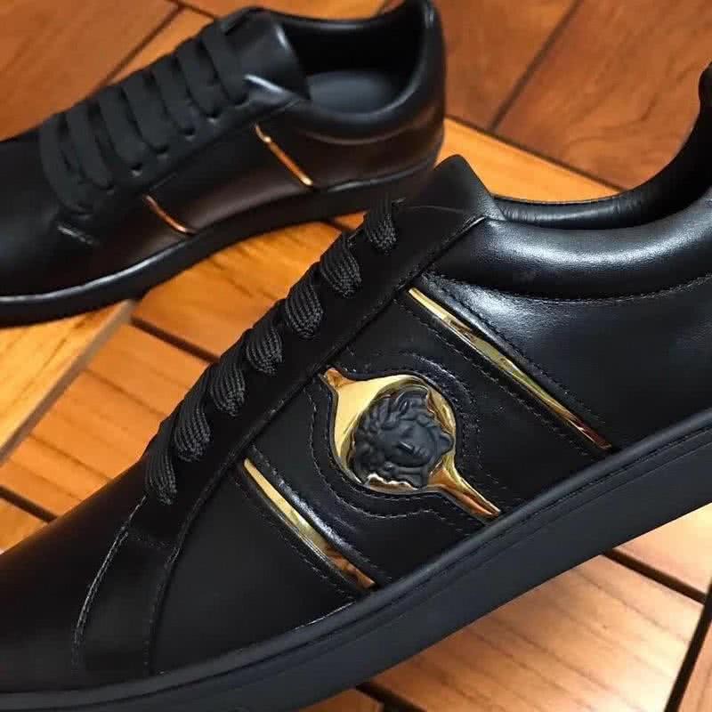 Versace Low-top Casual Shoes Cowhide Black And Gold Men 6