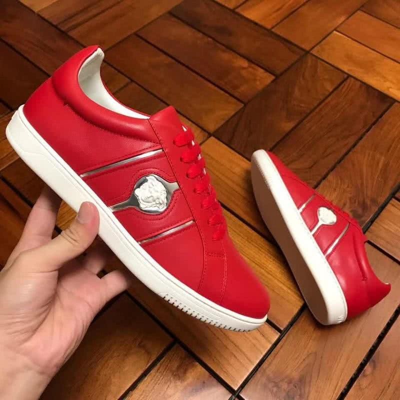 Versace Low-top Casual Shoes Cowhide Red And Sliver Men 3