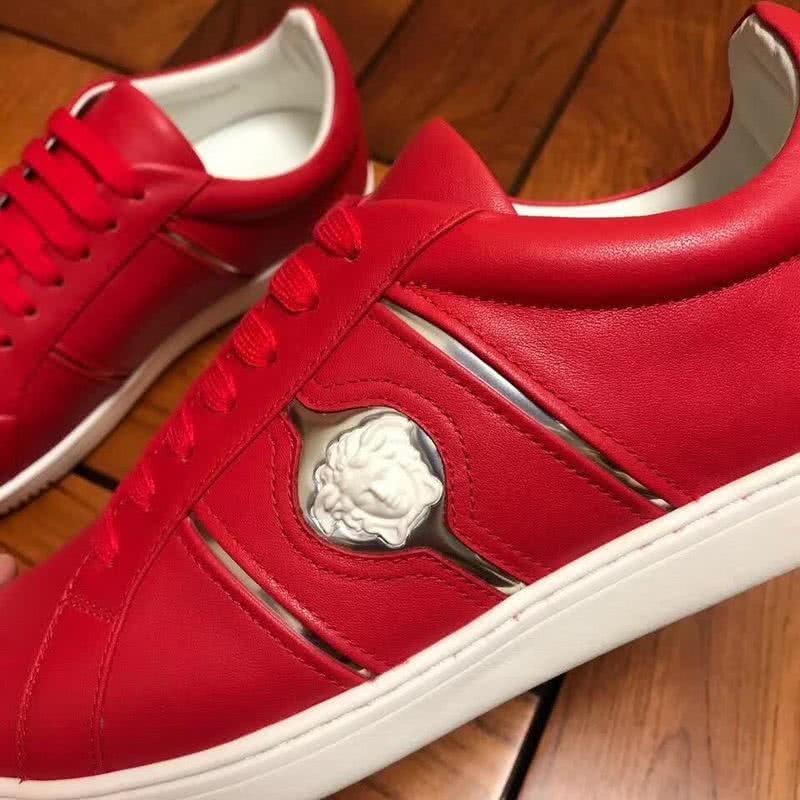 Versace Low-top Casual Shoes Cowhide Red And Sliver Men 7
