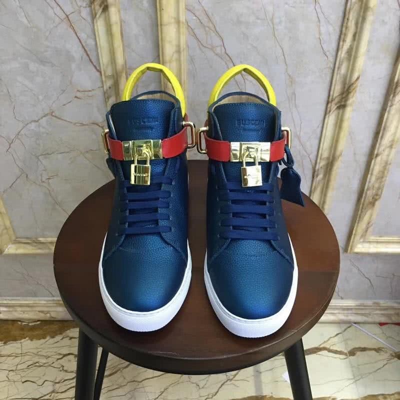 Buscemi Sneakers High Top Blue Upper White Sole Red And Yellow Belt Men 2