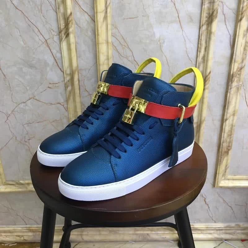 Buscemi Sneakers High Top Blue Upper White Sole Red And Yellow Belt Men 3
