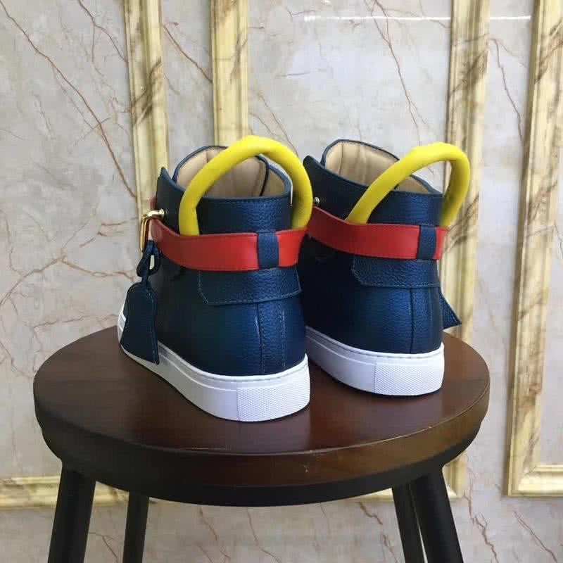 Buscemi Sneakers High Top Blue Upper White Sole Red And Yellow Belt Men 4