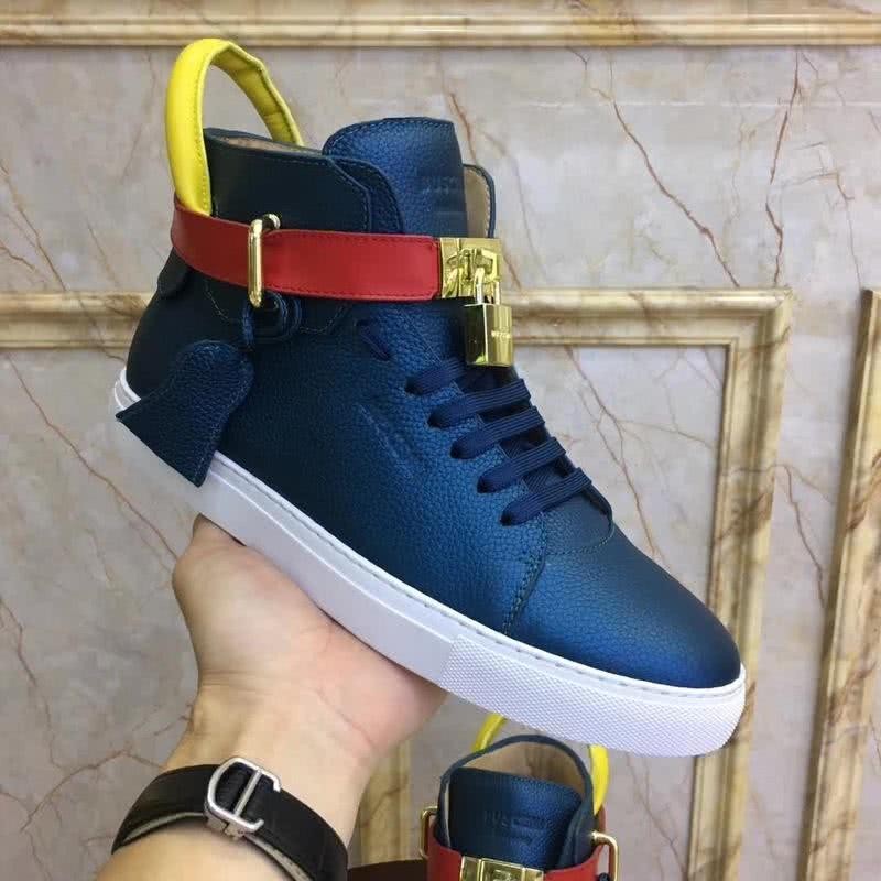 Buscemi Sneakers High Top Blue Upper White Sole Red And Yellow Belt Men 6