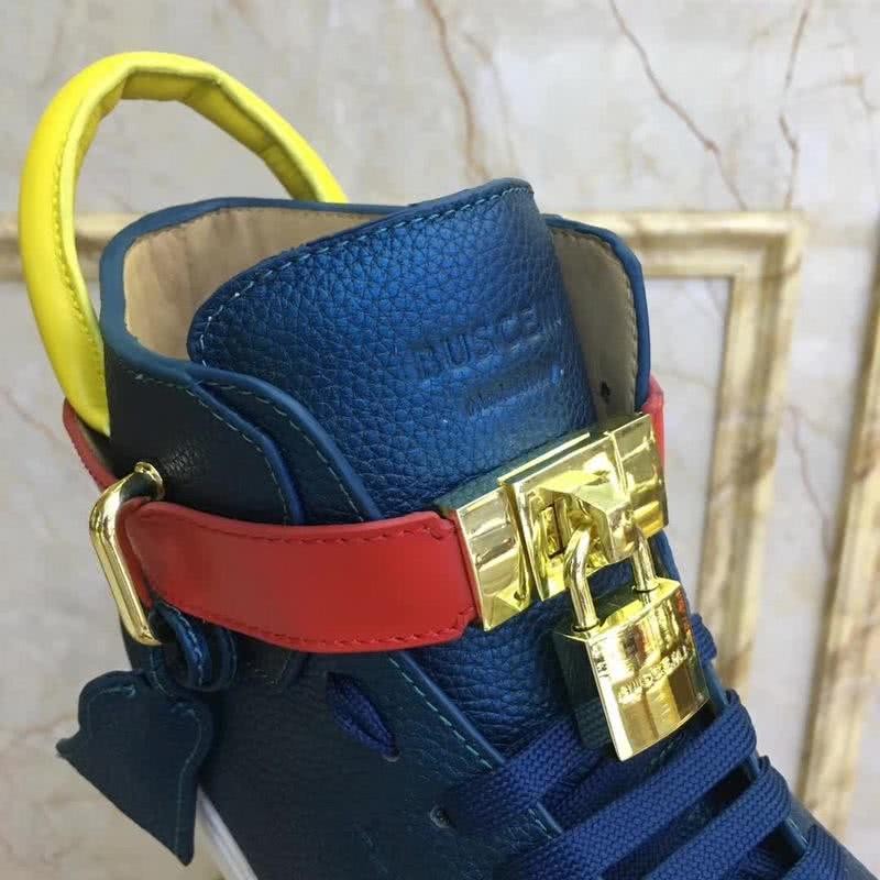 Buscemi Sneakers High Top Blue Upper White Sole Red And Yellow Belt Men 7