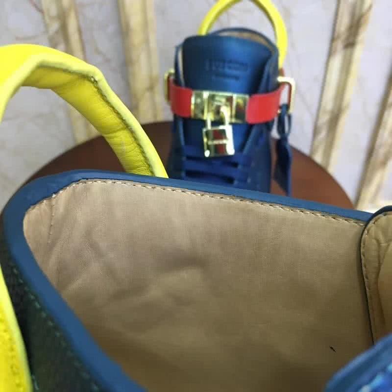 Buscemi Sneakers High Top Blue Upper White Sole Red And Yellow Belt Men 8