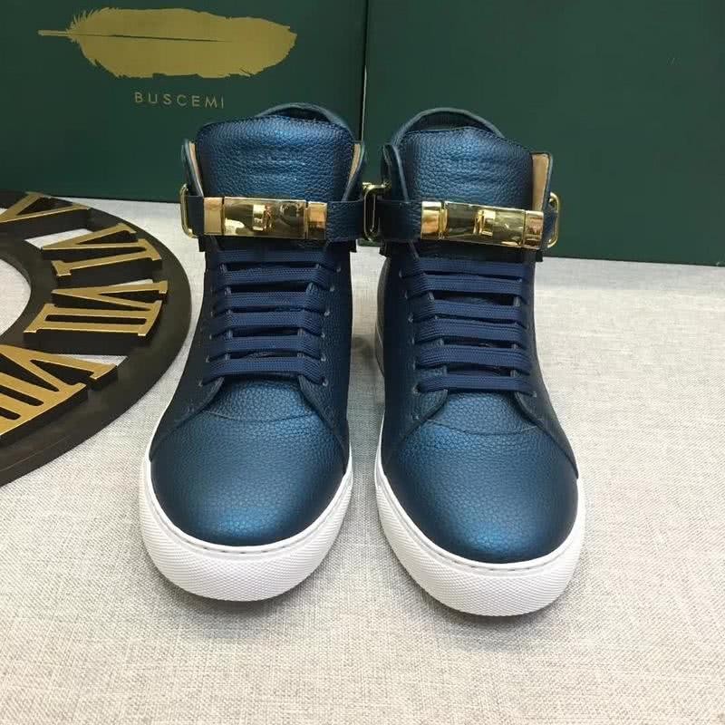 Buscemi Sneakers High Top Leather Blue Upper White Sole Men 2