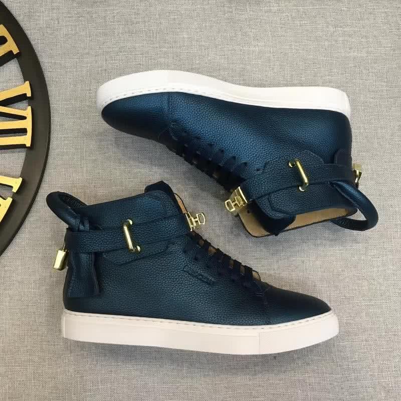 Buscemi Sneakers High Top Leather Blue Upper White Sole Men 4