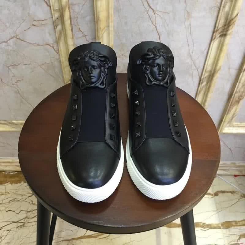 Versace Top Quality Loafers Cowhide Rivet Black Men 2