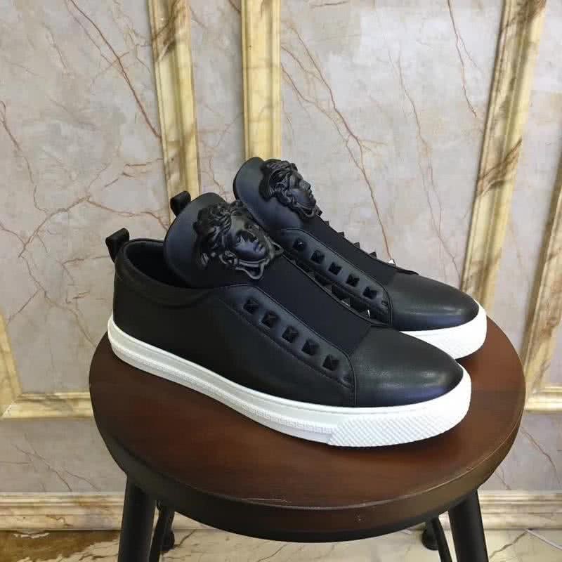 Versace Top Quality Loafers Cowhide Rivet Black Men 3