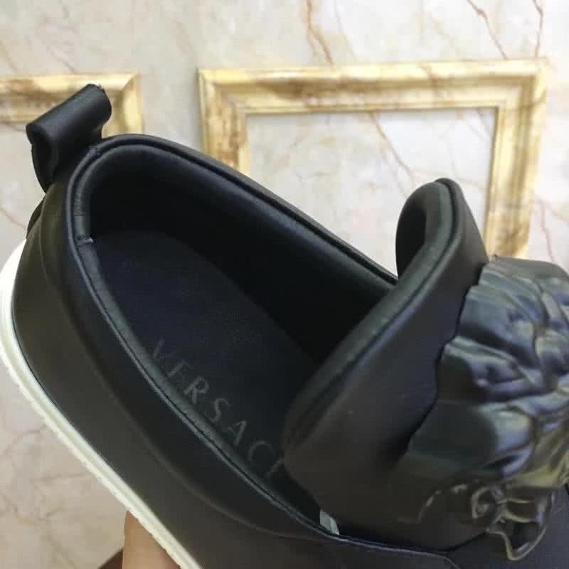 Versace Top Quality Loafers Cowhide Rivet Black Men 7