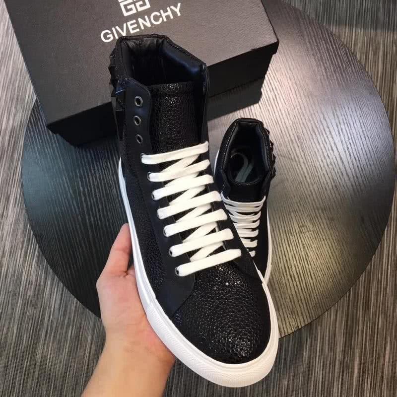 Givenchy Sneakers High Top Rivets Black Upper White Shoelaces And Sole Men 3