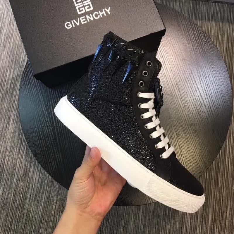 Givenchy Sneakers High Top Rivets Black Upper White Shoelaces And Sole Men 4