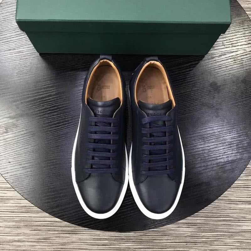 Buscemi Sneakers Leather Black Upper White Sole Navy Shoelaces Men 2