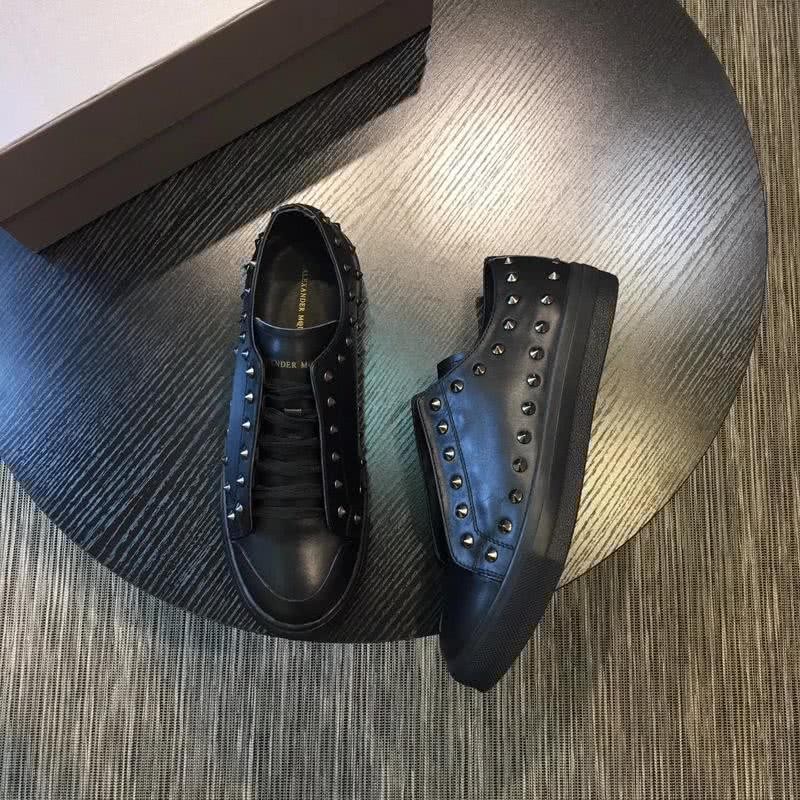 Alexander McQueen Sneakers Leather Rivets All Black Men 3