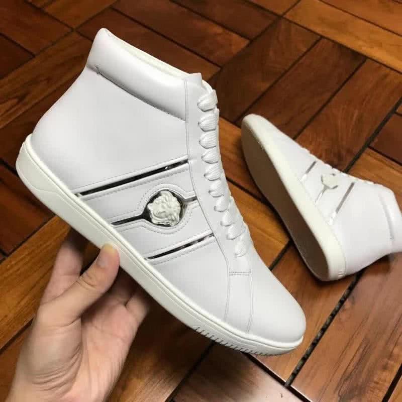 Versace High-top Casual Shoes Cowhide White And Sliver Men 2