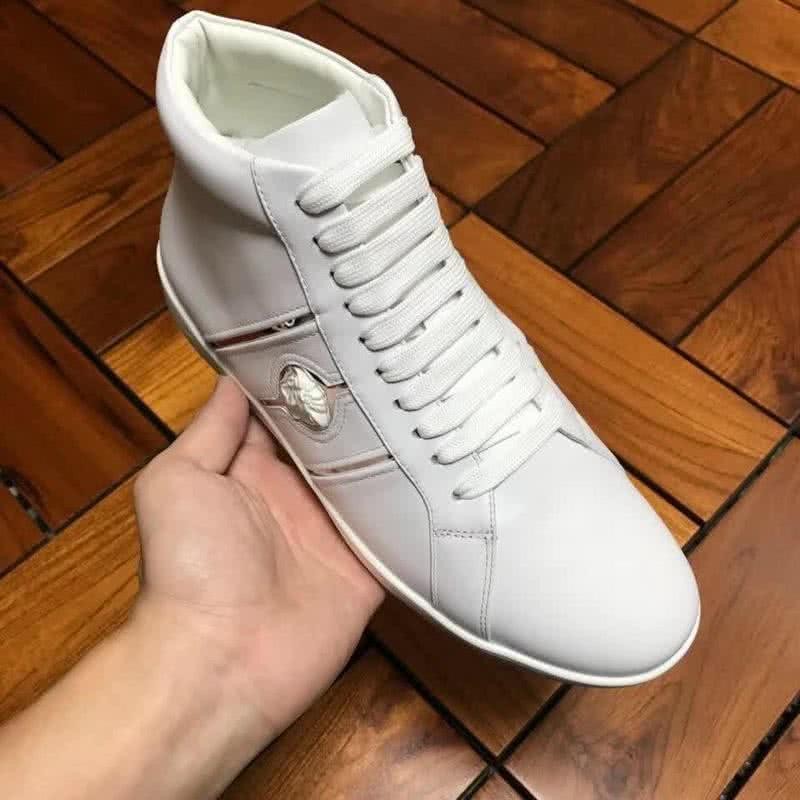 Versace High-top Casual Shoes Cowhide White And Sliver Men 4
