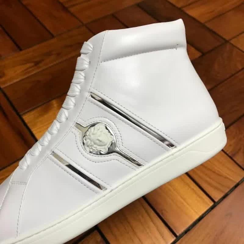 Versace High-top Casual Shoes Cowhide White And Sliver Men 5