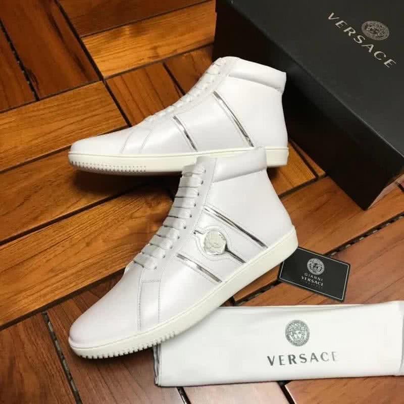 Versace High-top Casual Shoes Cowhide White And Sliver Men 6