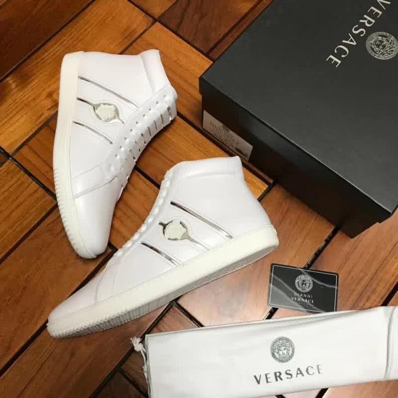 Versace High-top Casual Shoes Cowhide White And Sliver Men 7