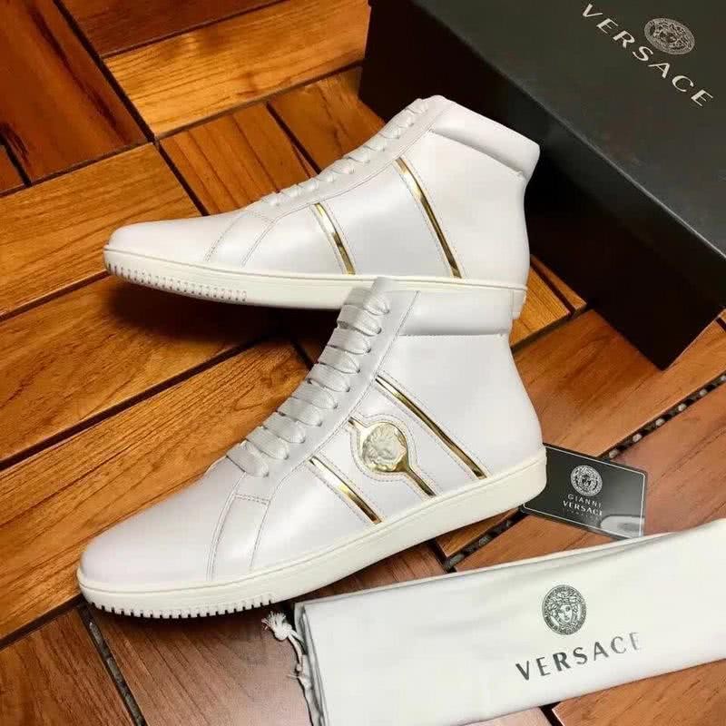 Versace High-top Casual Shoes Cowhide White And Gold Men 4
