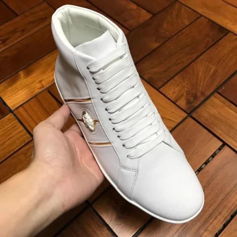 Versace High-top Casual Shoes Cowhide White And Gold Men 5