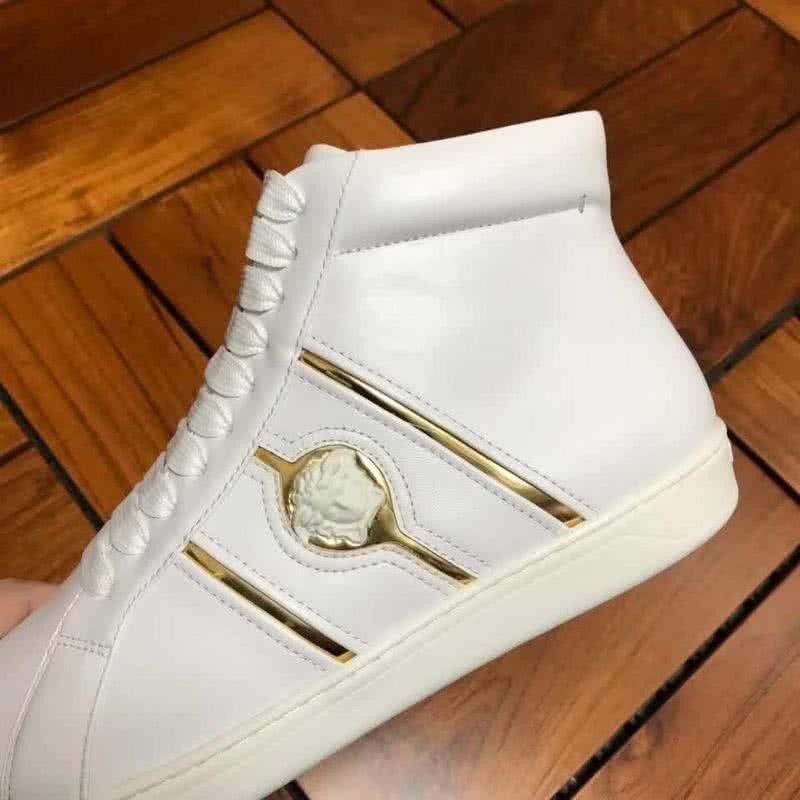 Versace High-top Casual Shoes Cowhide White And Gold Men 8
