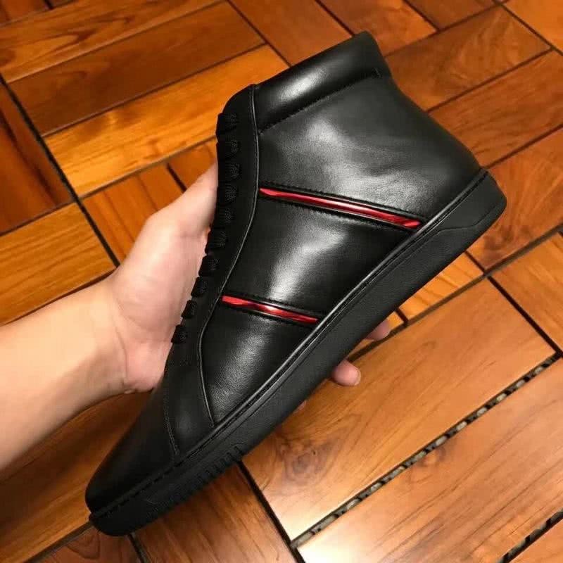 Versace High-top Casual Shoes Cowhide Black And Red Men 5