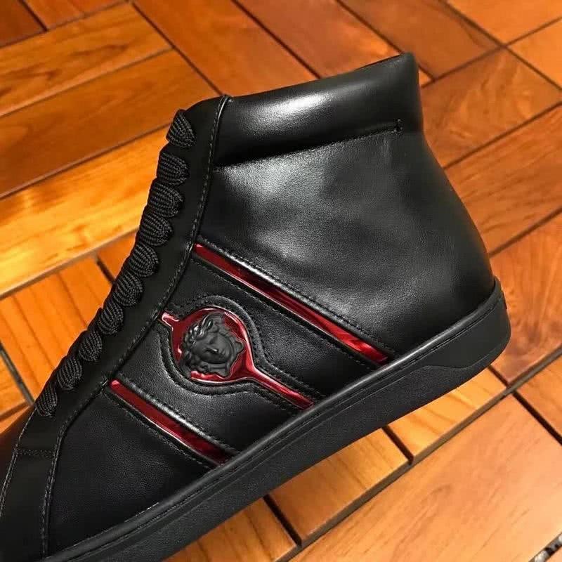 Versace High-top Casual Shoes Cowhide Black And Red Men 7